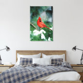 Noord kardinaal mannetje op boom, IL Canvas Afdruk (Insitu (Slaapkamer))