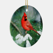 Noord kardinaal mannetje op boom, IL Keramisch Ornament (Rechts)