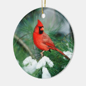 Noord kardinaal mannetje op boom, IL Keramisch Ornament (Links)