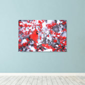 Noord-Kardinaal mannetje, Winter, IL Canvas Afdruk (Insitu (Houten vloer))
