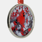 Noord-Kardinaal mannetje, Winter, IL Metalen Ornament (Rechts)
