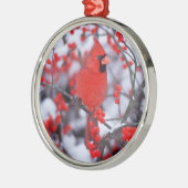 Noord-Kardinaal mannetje, Winter, IL Metalen Ornament (Links)