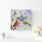 Noord-Kardinaal-vogelwandklok Vierkante Klok (Huis)