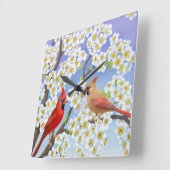 Noord-Kardinaal-vogelwandklok Vierkante Klok (Hoek)