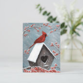 Noord-Kardinaal wintersneeuw Briefkaart (Staand voorkant)