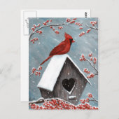 Noord-Kardinaal wintersneeuw Briefkaart (Voorkant / Achterkant)