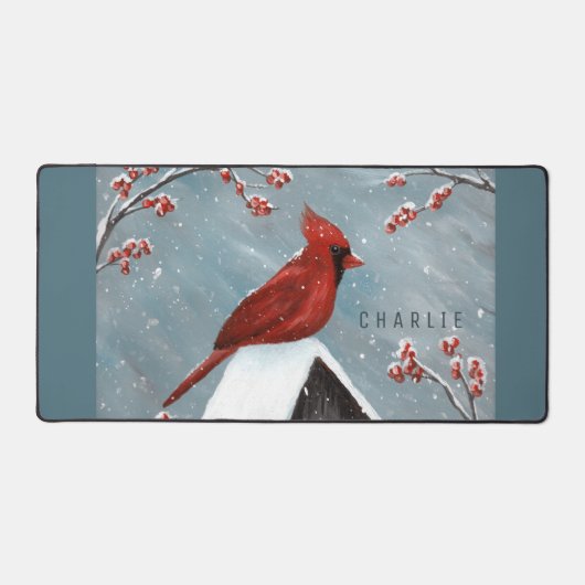 Noord-Kardinaal wintersneeuw Bureaumat (Voorkant)