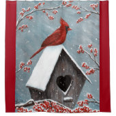 Noord-Kardinaal wintersneeuw Douchegordijn (Voorkant)