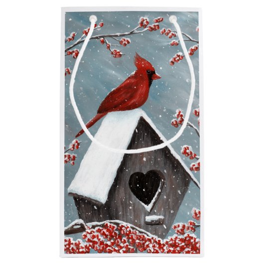 Noord-Kardinaal wintersneeuw Klein Cadeauzakje (Achterkant)