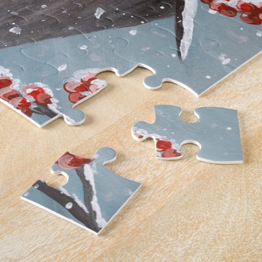 Noord-Kardinaal wintersneeuw Legpuzzel (Zijkant)