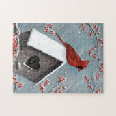 Noord-Kardinaal wintersneeuw Legpuzzel (Horizontaal)