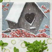 Noord-Kardinaal wintersneeuw Theedoek (Gevouwen)