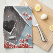 Noord-Kardinaal wintersneeuw Theedoek (Quarter Fold)