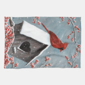 Noord-Kardinaal wintersneeuw Theedoek (Horizontaal)