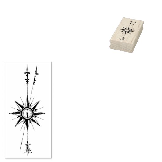 Noord-kompas met pijlen rubberen kunststempel rubberstempel (Gestempeld)