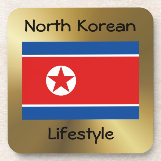Noord-Korea Flag+Text Onderzetter (Voorkant)