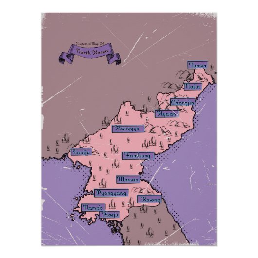 Noord-Korea kaart Perfect Poster (Voorkant)