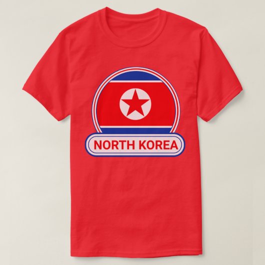 Noord-Korea Landenbadge Noord-Korea Vlag T-shirt (Design voorkant)
