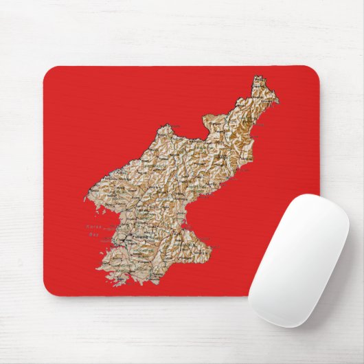 Noord-Korea Map Mousepad Muismat (Met muis)