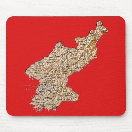 Noord-Korea Map Mousepad Muismat (Voorkant)