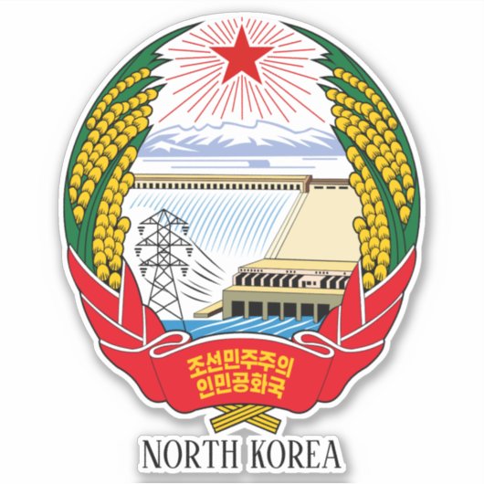 Noord-Korea National Emblem Patriotic Sticker (Voorkant)
