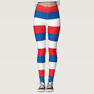 Noord-Korea Nationale vlag Kleuren horizontale str Leggings