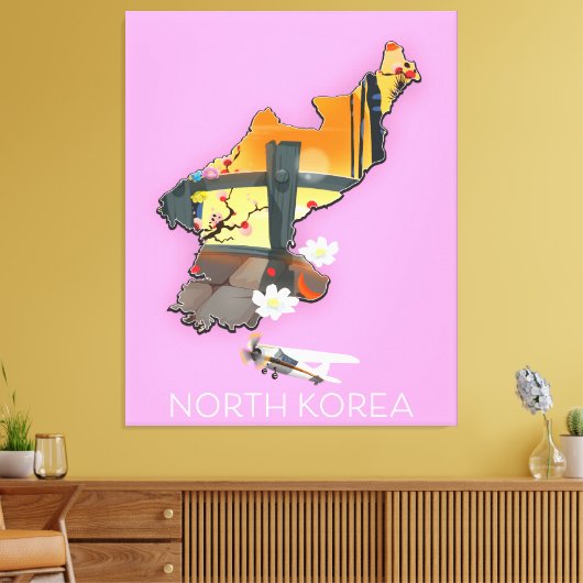 Noord-Korea reiskaart Canvas Afdruk (Insitu (Woonkamer))