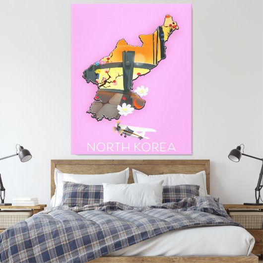 Noord-Korea reiskaart Canvas Afdruk (Insitu (Slaapkamer))
