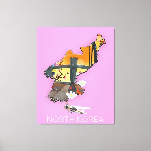 Noord-Korea reiskaart Canvas Afdruk (Voorkant)