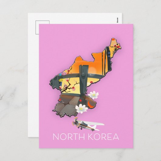 Noord-Korea reiskaart Feestdagenkaart (Voorkant / Achterkant)