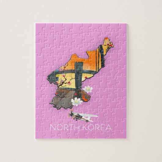 Noord-Korea reiskaart Legpuzzel (Verticaal)