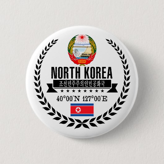 Noord-Korea Ronde Button 5,7 Cm (Voorkant)