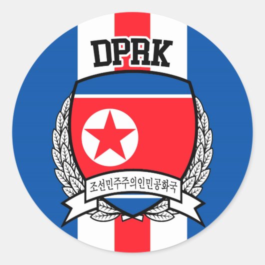 Noord Korea Ronde Sticker (Voorkant)