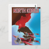 Noord-Korea Vintage-poster. Briefkaart (Voorkant / Achterkant)