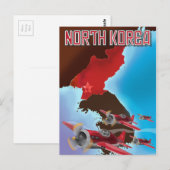 Noord-Korea vintage reisposter. Briefkaart (Voorkant / Achterkant)