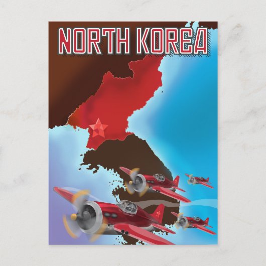 Noord-Korea vintage reisposter. Briefkaart (Voorkant)