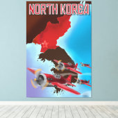 Noord-Korea Vintage-reisposter. Canvas Afdruk (Insitu (Houten vloer))