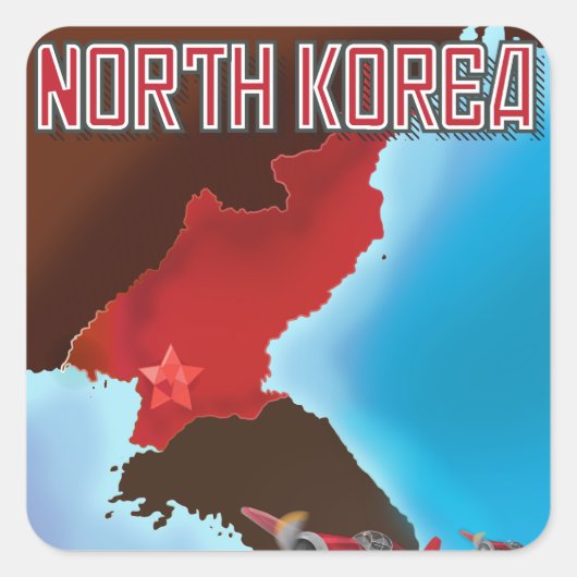 Noord-Korea Vintage reisposter. Vierkante Sticker (Voorkant)