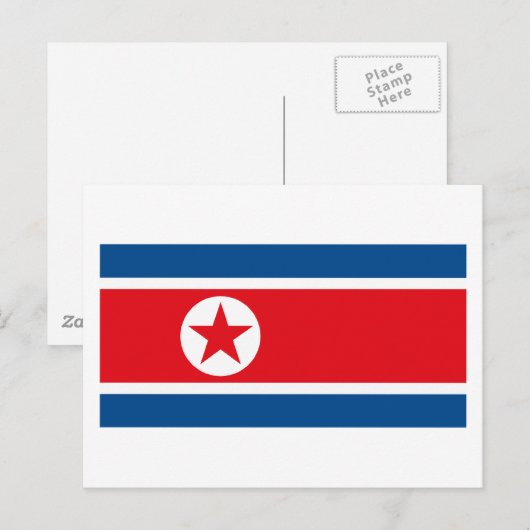 Noord-Korea Vlag Briefkaart (Voorkant / Achterkant)