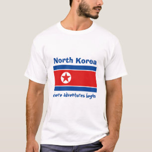 Noord-Korea vlag + kaart + T-shirt voor tekst