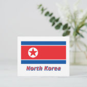 Noord-Korea vlag met naam Briefkaart (Staand voorkant)
