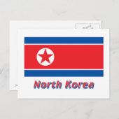 Noord-Korea vlag met naam Briefkaart (Voorkant / Achterkant)
