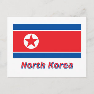 Noord-Korea vlag met naam Briefkaart