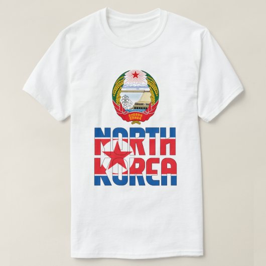 Noord-Koreaanse vlag en wapenschild T-shirt (Design voorkant)
