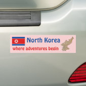 Noord-Koreaanse vlag + Kaart Bumpersticker (Op auto)