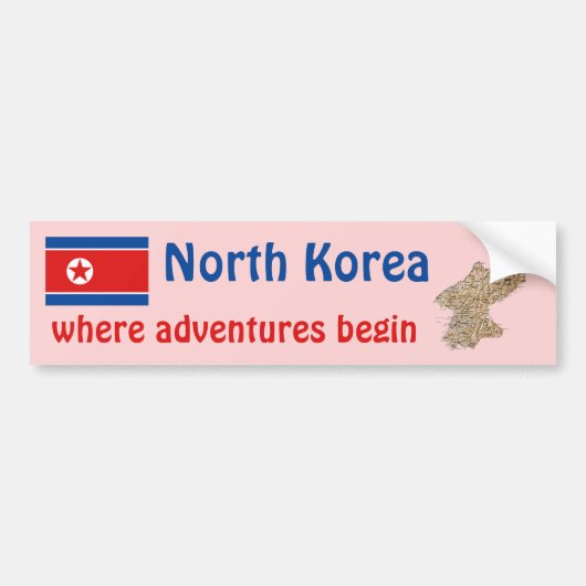 Noord-Koreaanse vlag + Kaart Bumpersticker (Voorkant)