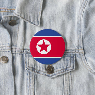 Noord-Koreaanse vlag Ronde Button 7,6 Cm