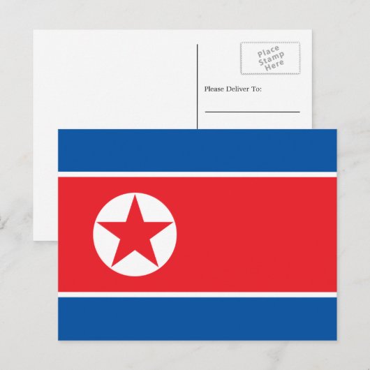 Noord-Koreaanse vlag, Vlag van Noord-Korea Briefkaart (Voorkant / Achterkant)