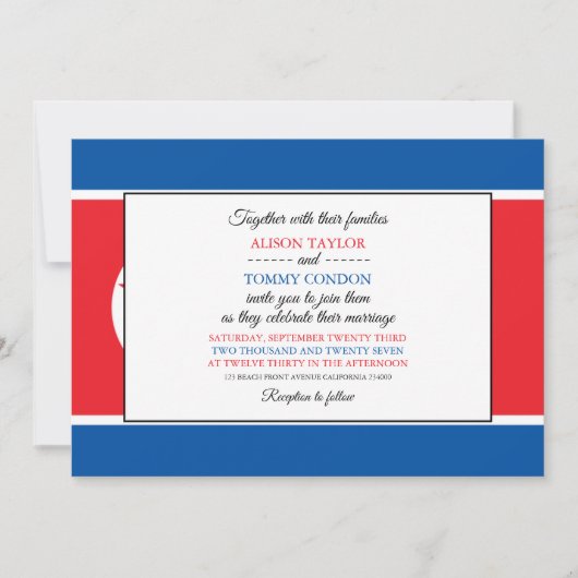 Noord-Koreaanse vlag, vlag van Noord-Korea Kaart (Voorkant)