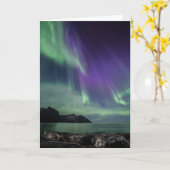 Noord licht gevouwen wenskaart met envelop kaart (Gele Bloem)